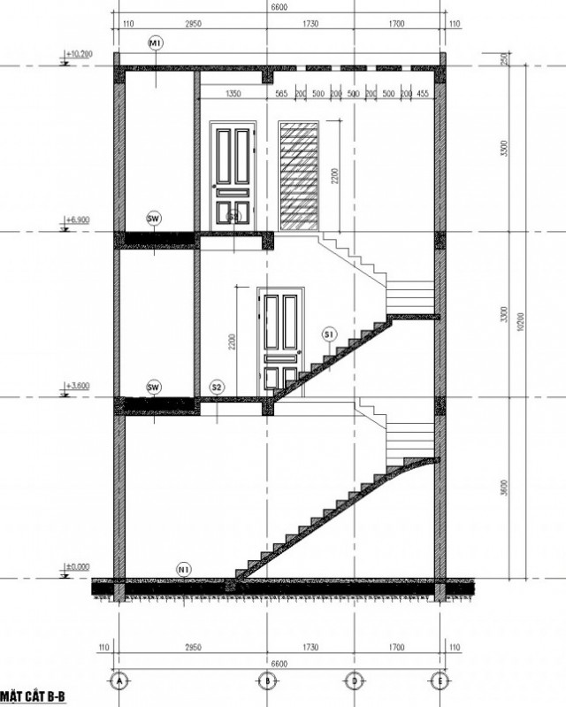 Mẫu nhà ống 3 tầng 5x14m