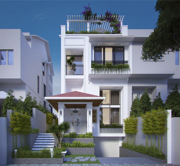 MẪU NHÀ PHỐ 4 TẦNG TÂN CỔ ĐIỂN