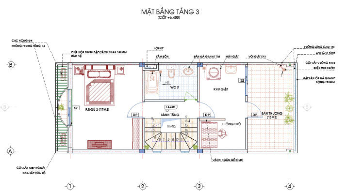 MẪU NHÀ PHỐ ĐẸP 3 TẦNG 5X12M