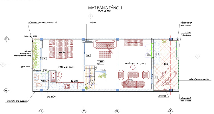 MẪU NHÀ PHỐ ĐẸP 3 TẦNG 5X12M