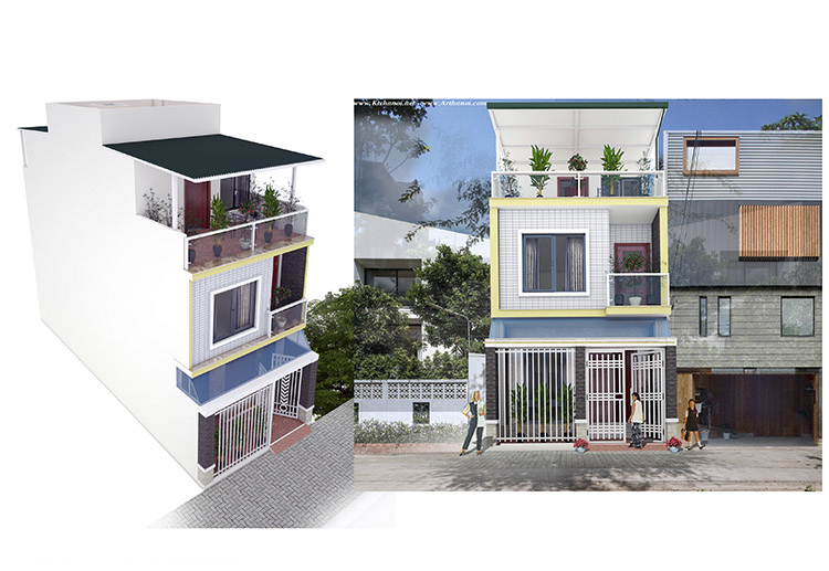 MẪU NHÀ PHỐ ĐẸP 3 TẦNG 5X12M